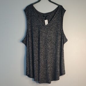 Lane Bryant Sleeveless Blouse 26/28 Holiday Festive Whimsigoth Biker Metallic